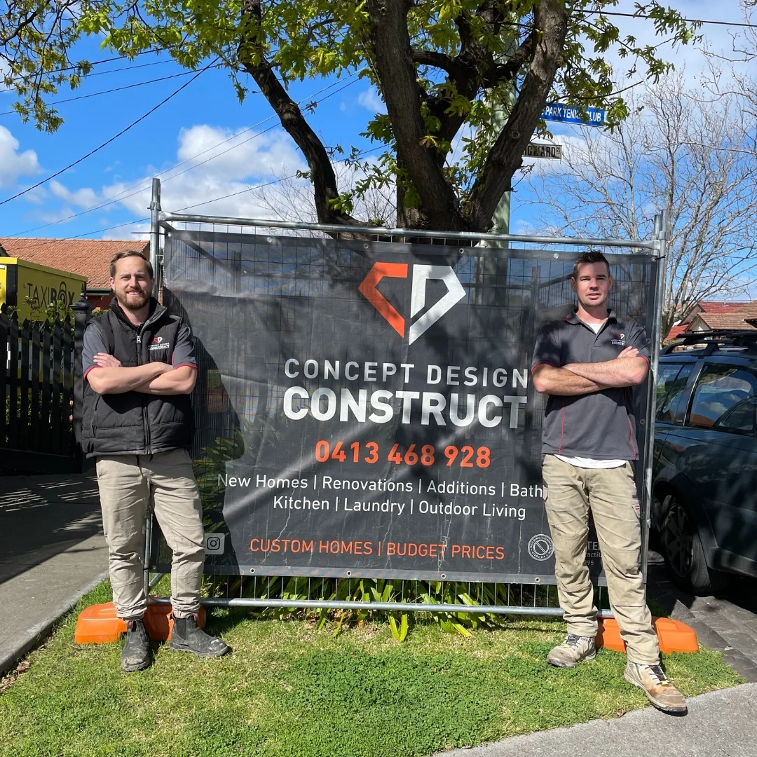 CD Construct renovation team on site in Beenleigh with company signage